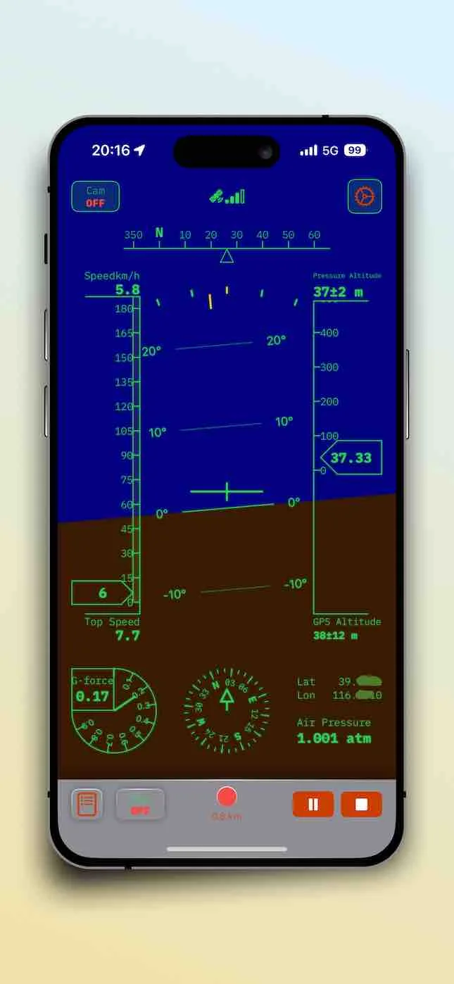 Aircraft HUD Interface Theme: Precision Tracking with SpeedX App